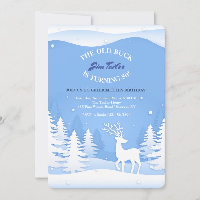 Deer in Snow Invitation (Front)