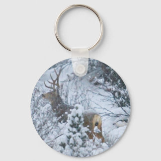 Deer in Snow Key Ring