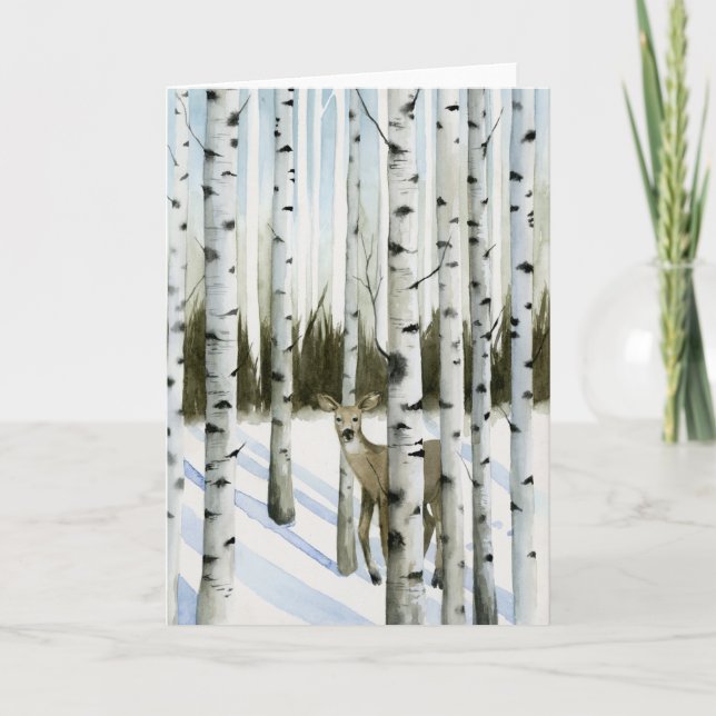 Deer in Snowfall Card (Front)