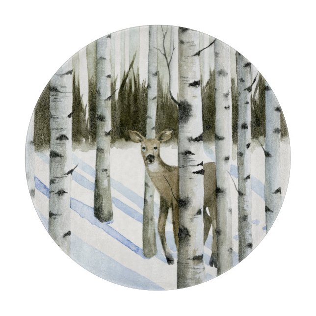 Deer in Snowfall Cutting Board (Front)