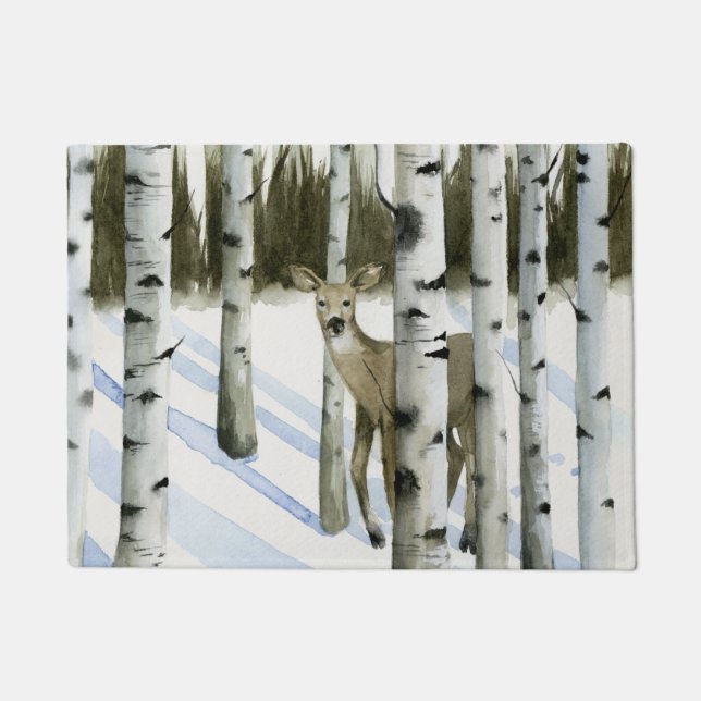 Deer in Snowfall Doormat (Front)