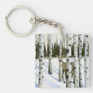 Deer in Snowfall Key Ring