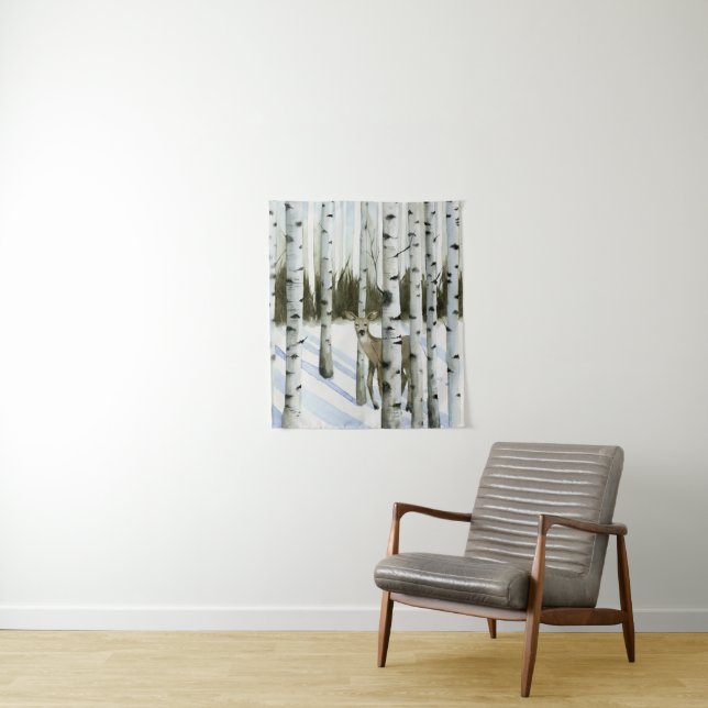 Deer in Snowfall Tapestry (In Situ)