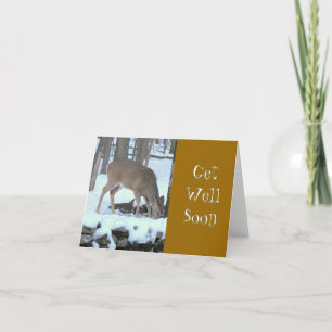  DEER IN SNOWY WOODS DRINKING WATER FROM STREAM CARD