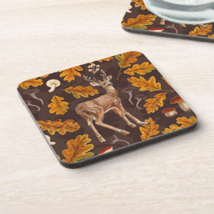 Deer in the autumnal forest 2 coaster
