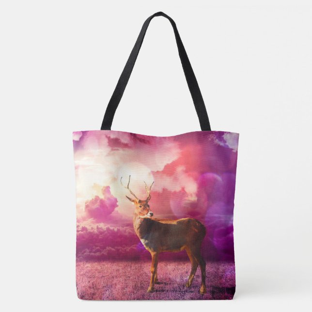 Deer In the Clouds - Pink Tote Bag (Back)