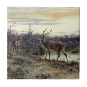 Deer in the Forest at Fontainebleau (Rosa Bonheur) Ceramic Tile