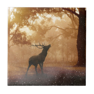 Deer In The Forest Ceramic Tile
