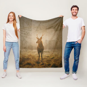 Deer in the forest fleece blanket