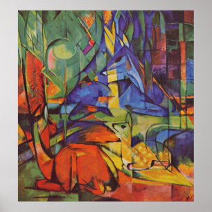 Deer in the Forest Franz Marc Poster