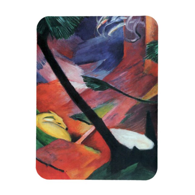 Deer in the Forest II by Franz Marc; Reh im Walde Magnet (Vertical)