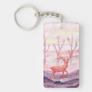 Deer in the forest key ring
