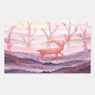 Deer in the forest rectangular sticker
