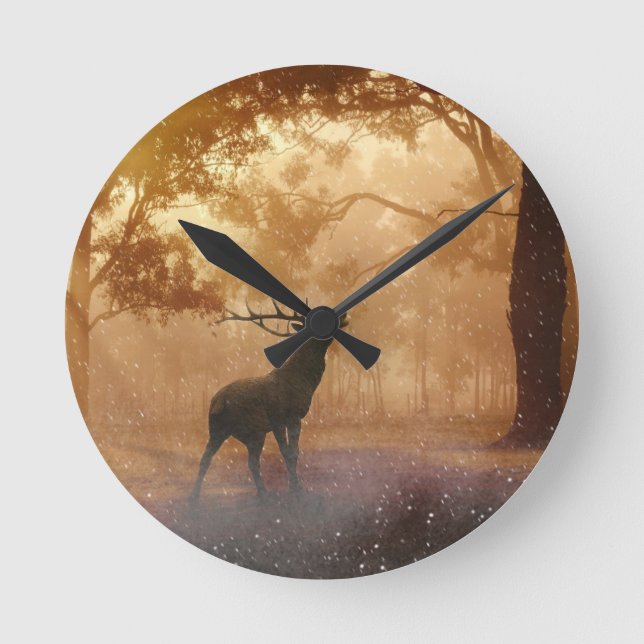 Deer In The Forest Round Clock (Front)