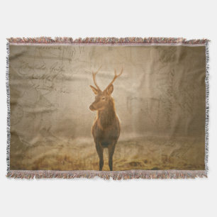Deer in the forest throw blanket