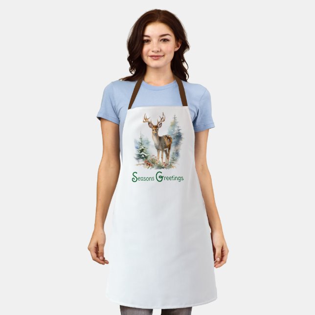 Deer In the Forrest, Holiday Vignette Apron (Worn)