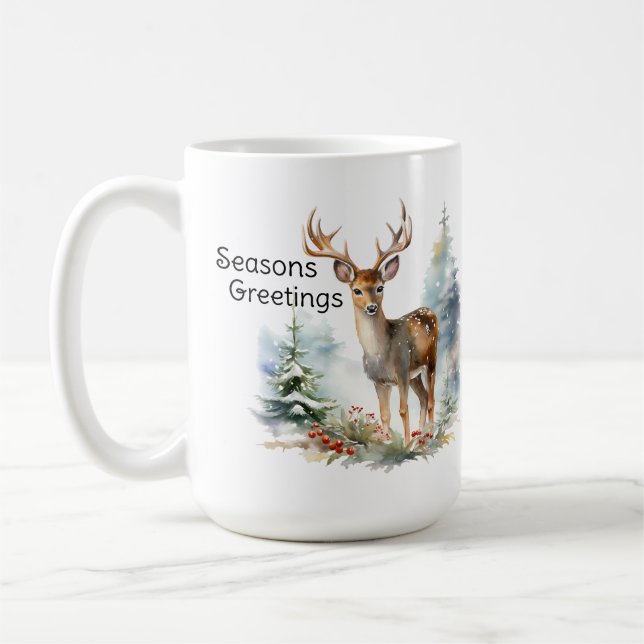 Deer In the Forrest, Holiday Vignette Mug (Left)