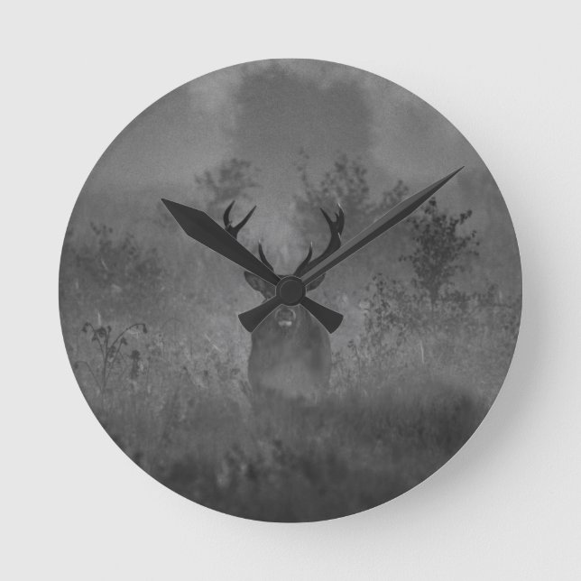 Deer In The Mist Round Clock (Front)