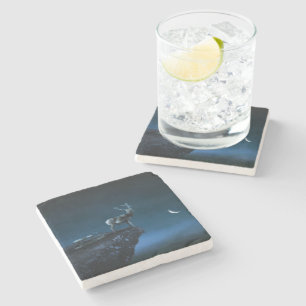 deer in the moonlight stone coaster