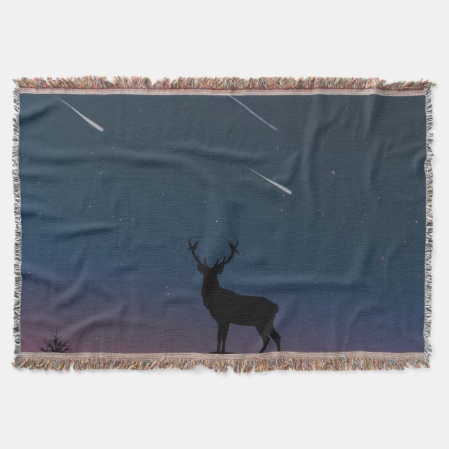 deer in the moonlight throw blanket (Front)