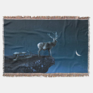 deer in the moonlight throw blanket