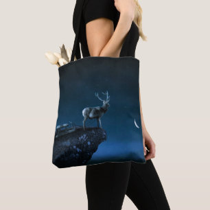 deer in the moonlight tote bag