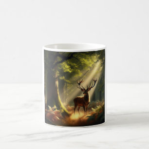 Deer in the morning forest coffee mug