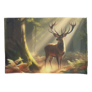 Deer in the morning forest pillowcase