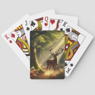 Deer in the morning forest playing cards