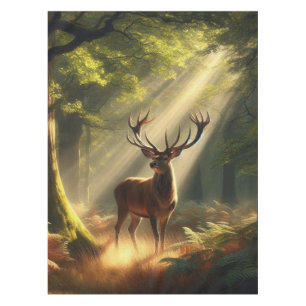 Deer in the morning forest tablecloth