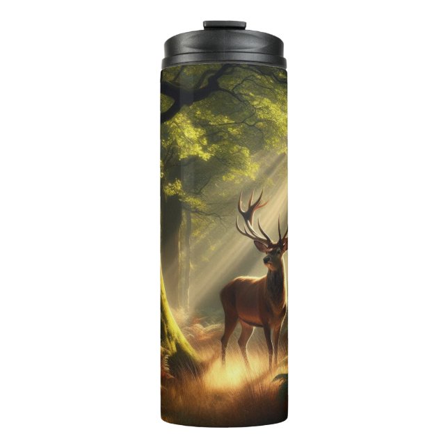 Deer in the morning forest thermal tumbler (Front)