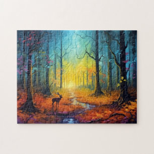 Deer in the Rainbow Autumn Forest Jigsaw Puzzle