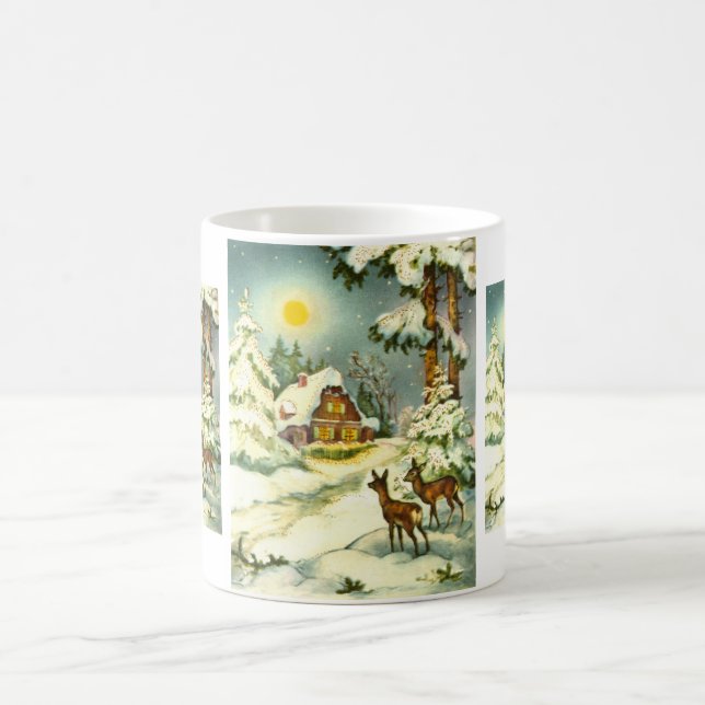 Deer in the snow coffee mug (Center)