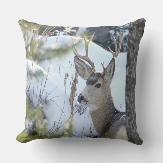 Deer In The Snow Cushion (Front)