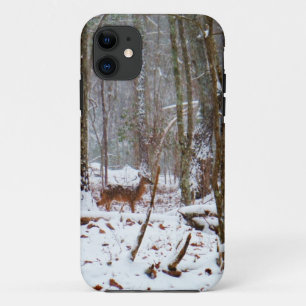 Deer in the snow fall iPhone 11 case