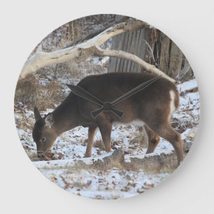 Deer in the Snow Large Clock