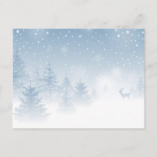 Deer in the Snowy Forest Postcard