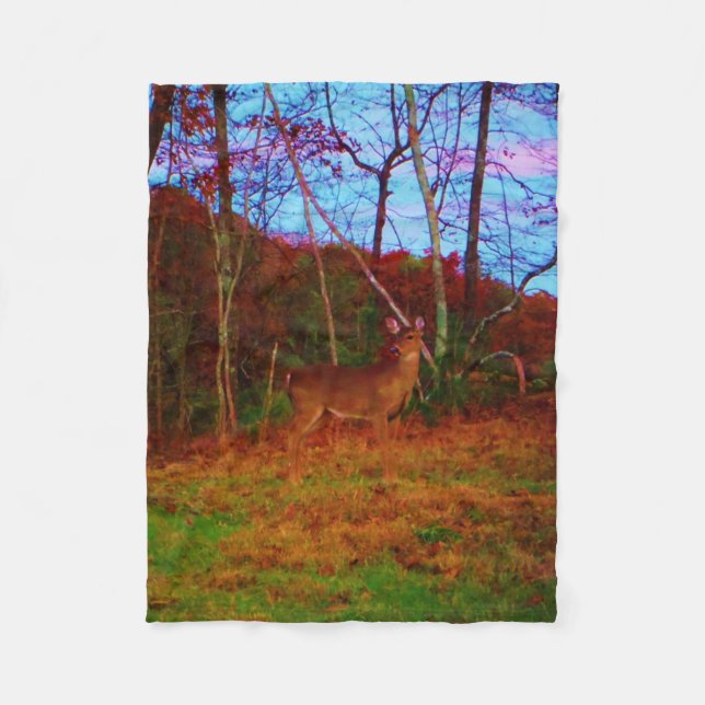 Deer in the trees fleece blanket (Front)