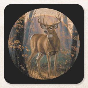Deer in the Wild Square Paper Coaster