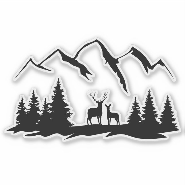 Deer in the Wilderness Sticker. (Front)
