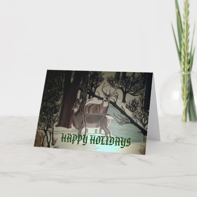 DEER IN THE WOODS, CHRISTMAS card (Front)