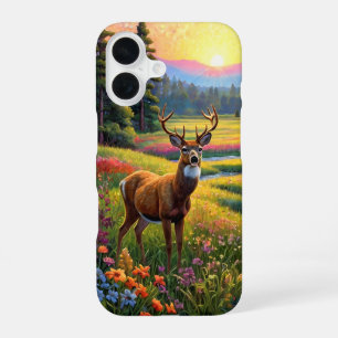 Deer in Wildflower Meadow iPhone 16 Case