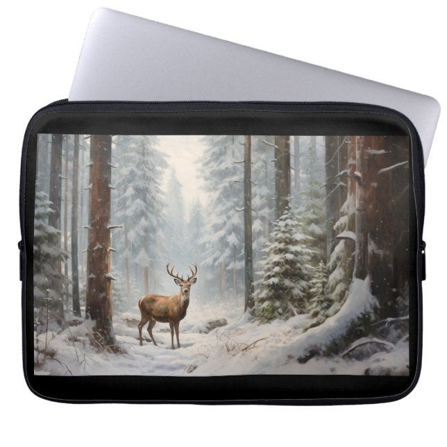 Deer In Winter Electronics Bag (Front)
