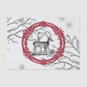 Deer in Winter Forest Christmas Tissue Paper