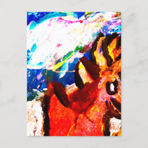 Deer in winter postcard