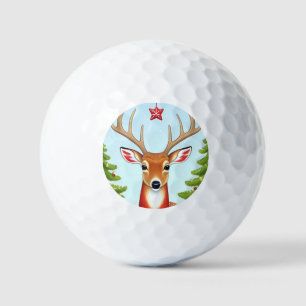 Deer in Winter Wonderland Scene Golf Balls