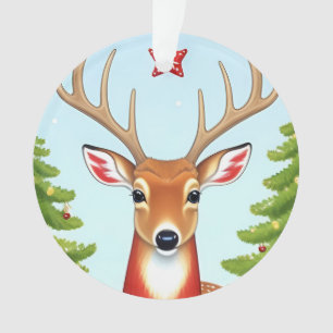 Deer in Winter Wonderland Scene Ornament