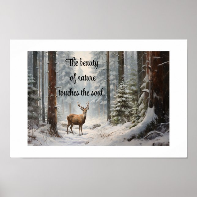 Deer In Woods Print, Value Poster (Matte) (Front)