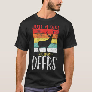 Deer Just A Girl Who Loves Deers Retro Vintage T-Shirt