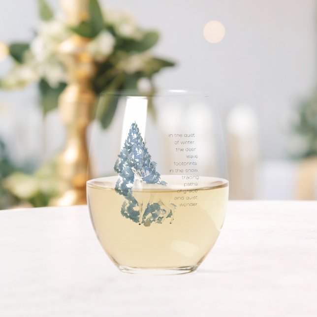 Deer Leave Footprints In The Snow  Stemless Wine Glass (Insitu (Wedding))
